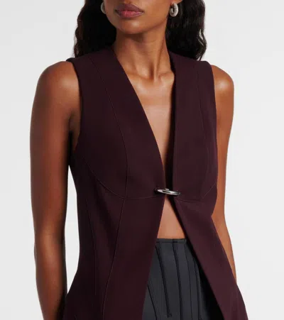 Mugler V-neck Front Opening Vest In Purple