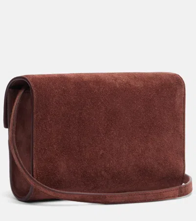 Savette Symmetry Mini Suede Crossbody Bag In Brown