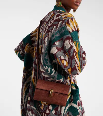 Savette Symmetry Mini Suede Crossbody Bag In Brown