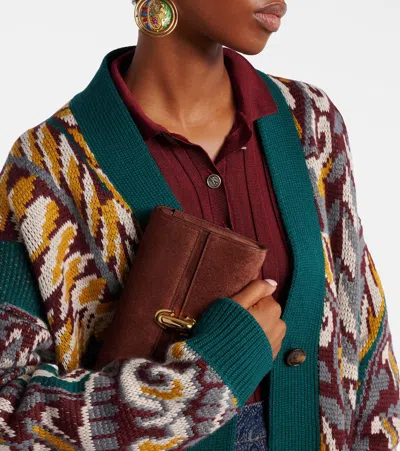 Savette Symmetry Mini Suede Crossbody Bag In Brown