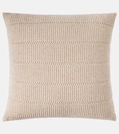 Brunello Cucinelli Cashmere And Wool Cushion In Neutral