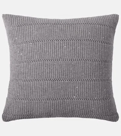Brunello Cucinelli Cashmere And Wool-blend Cushion In Gray
