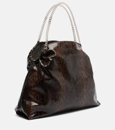 蛇纹效果人造皮革托特包