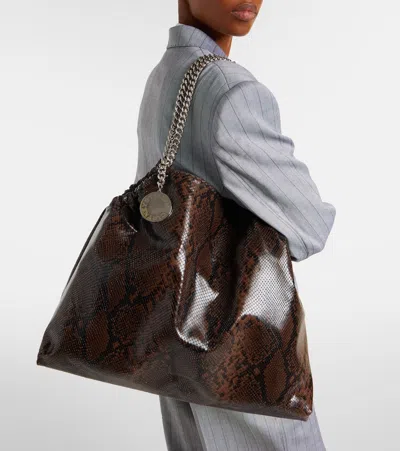 蛇纹效果人造皮革托特包