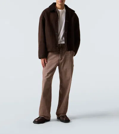 Bottega Veneta Round Toe Leather Lace-up Shoes For Men In Brown