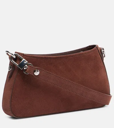 Vivienne Westwood Rectangular Suede Shoulder Bag With Adjustable Strap In Burgundy