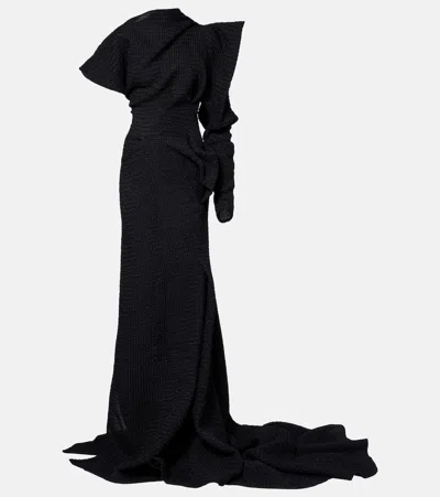 Maticevski Lyra Asymmetric Draped Gown In Black