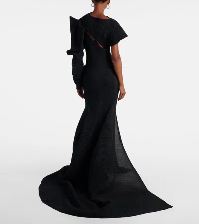 Maticevski Lyra Asymmetric Draped Gown In Black