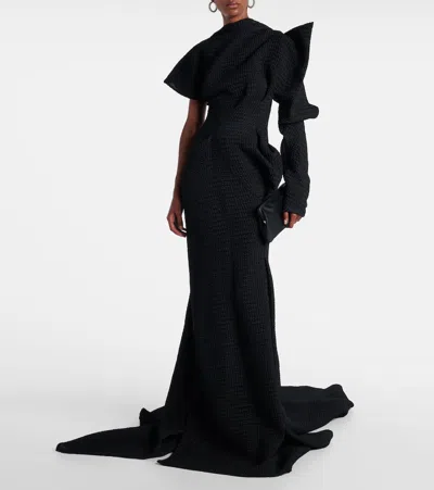Maticevski Lyra Asymmetric Draped Gown In Black