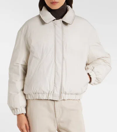 Brunello Cucinelli Wool-blend Down Jacket In Neutral
