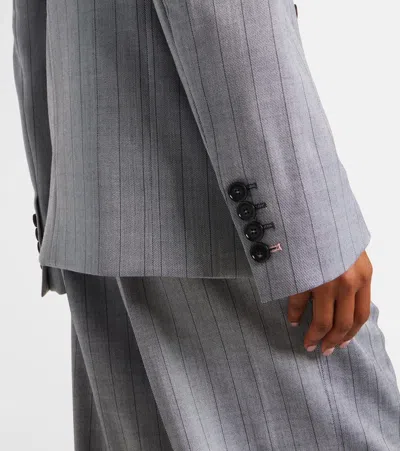 Stella Mccartney Double-breasted Pinstriped Wool-blend Twill Blazer In Gray