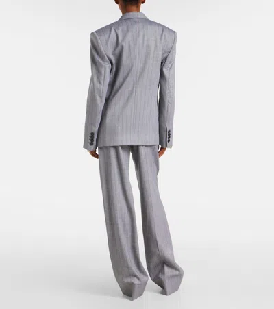 Stella Mccartney Double-breasted Pinstriped Wool-blend Twill Blazer In Gray