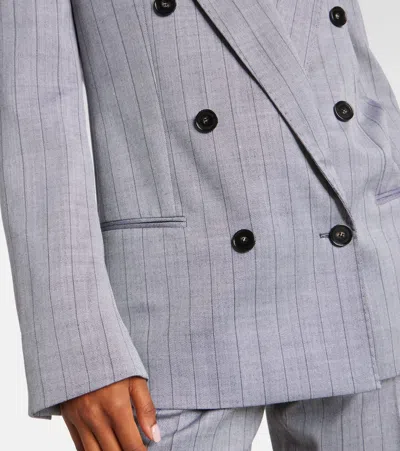 Stella Mccartney Double-breasted Pinstriped Wool-blend Twill Blazer In Gray
