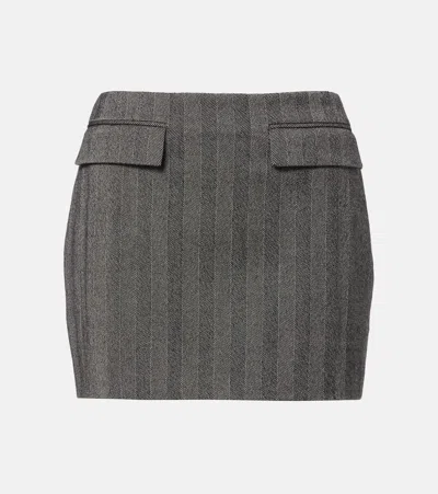 Ferragamo Striped Wool-blend Miniskirt In Gray