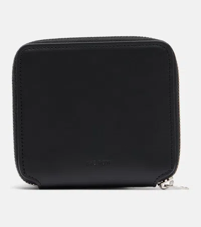The Row Small Leather Wallet In Black