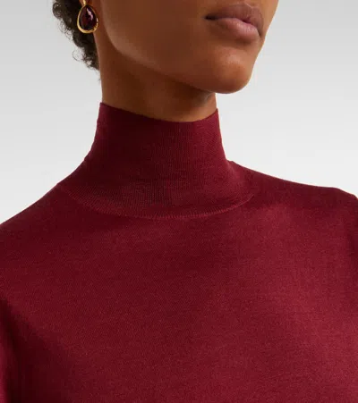 Carolina Herrera Turtleneck Virgin Wool And Silk Sweater In Burgundy