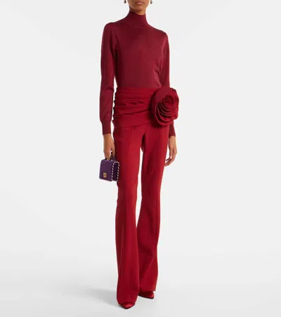 Carolina Herrera Turtleneck Virgin Wool And Silk Sweater In Burgundy