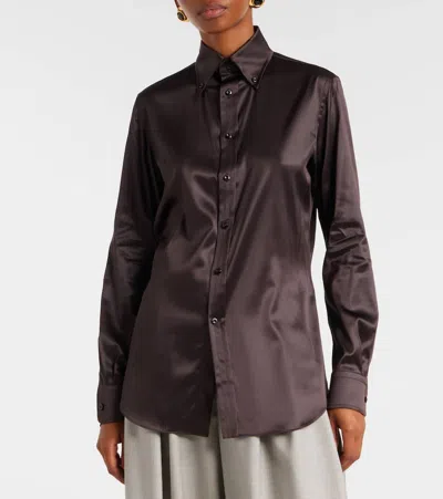 CAMERON真丝混纺素绉缎衬衫