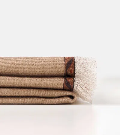 Etro Pegaso Wool Throw In Brown