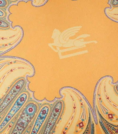 Etro Kiri Paisley Printed Cotton Cushion In Orange