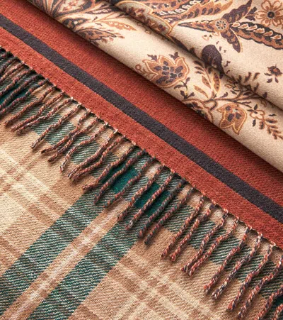 Etro Pegaso Wool Throw In Brown