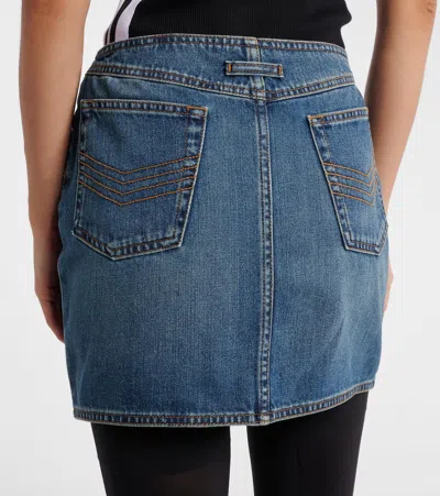 Jean Paul Gaultier Denim Miniskirt With Double Vertical Silver Zippers In Blue