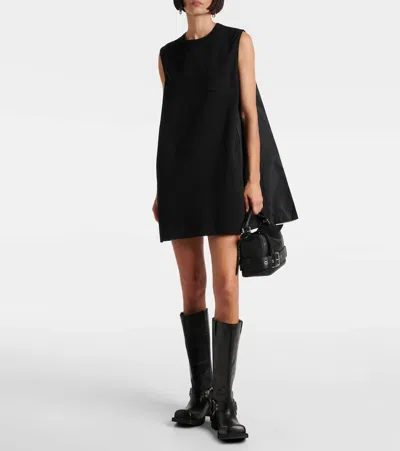 Sacai Crewneck Mini Dress In Black