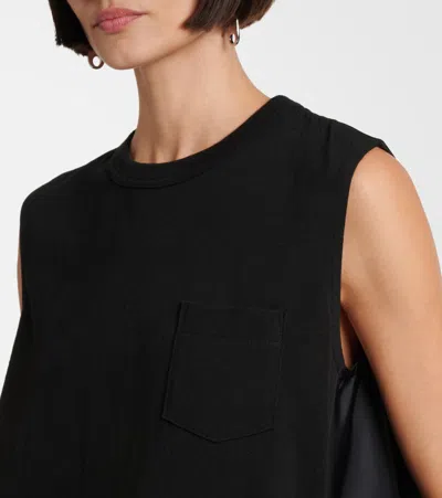Sacai Crewneck Mini Dress In Black