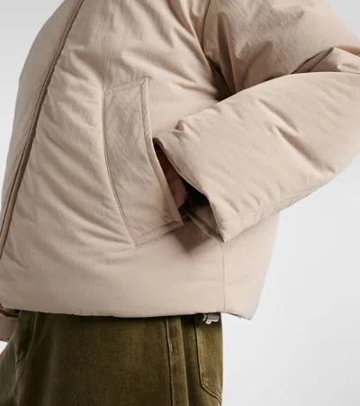 Bottega Veneta Insulated Nylon Jacket Featuring Quilted Collar In Neutral