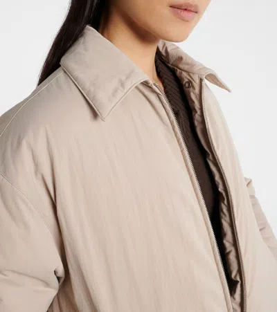 Bottega Veneta Insulated Nylon Jacket Featuring Quilted Collar In Neutral