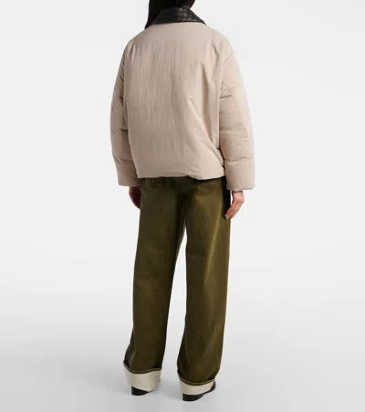 Bottega Veneta Insulated Nylon Jacket Featuring Quilted Collar In Neutral
