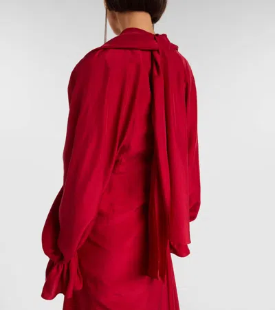 Alexander Mcqueen Red Silk Dress In Burgundy