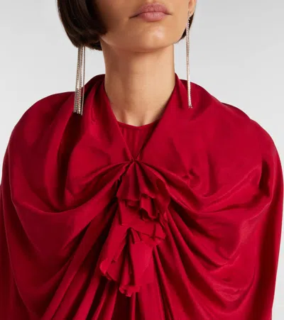 Alexander Mcqueen Red Silk Dress In Burgundy