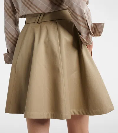 Burberry A-line Cotton Skirt With Belt And Pocket In Brown
