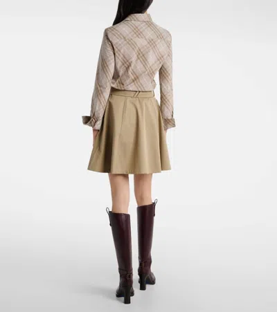 Burberry A-line Cotton Skirt With Belt And Pocket In Brown