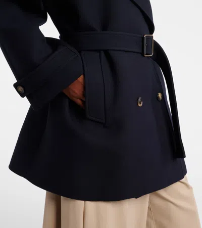Loewe Double-breasted Belted Wool And Silk-blend Twill Jacket In Blue