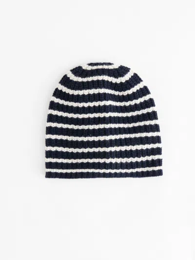 Alex Mill Striped Cashmere Beanie In Black