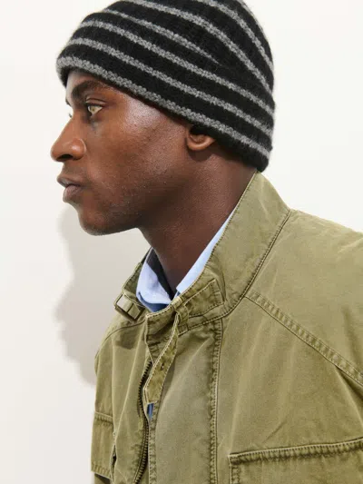 Alex Mill Striped Cashmere Beanie In Black