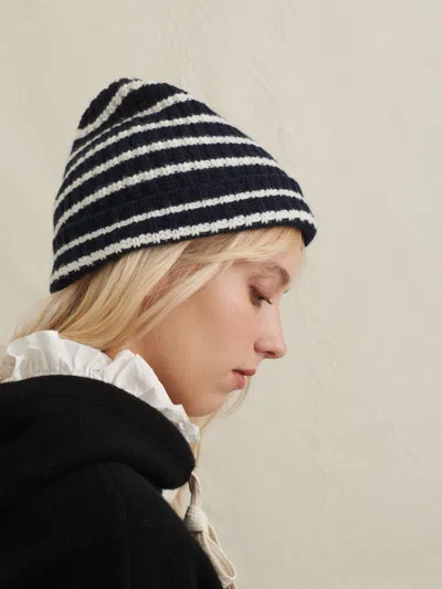 Alex Mill Striped Cashmere Beanie In Black