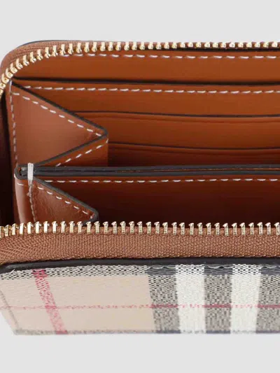 Burberry Mini Zip Around Wallet In Neutral