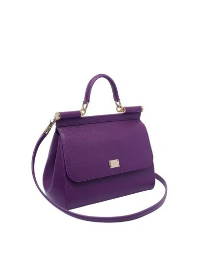 Dolce & Gabbana Top Handle Shoulder Bag In Purple