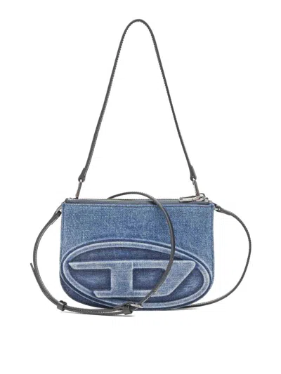 Diesel Denim Bag With Prominent Logo And Sleek Accents In Blue