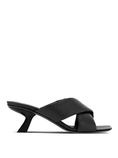 Ferragamo Black Lambskin Crossover Slip-on Heels In Black