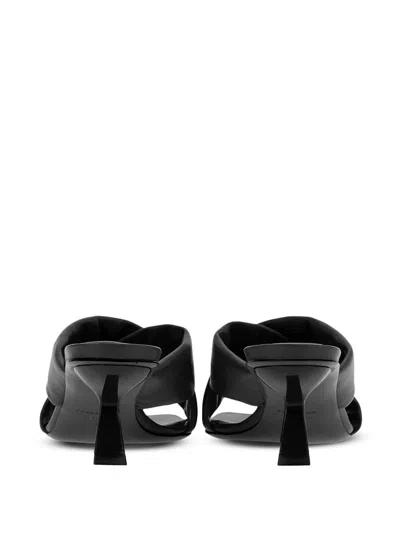 Ferragamo Black Lambskin Crossover Slip-on Heels In Black