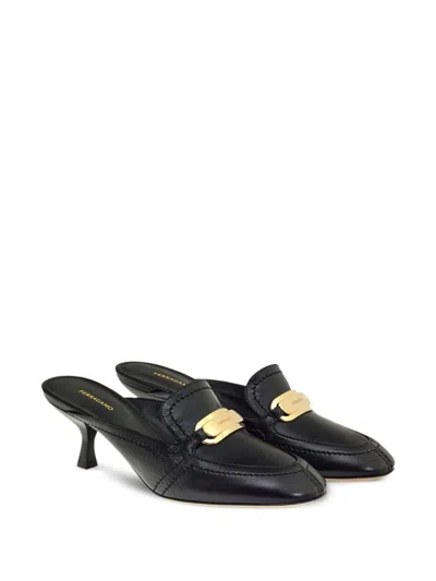 Ferragamo Ophelia 55 Bow-embellished Slingback Pumps In Black