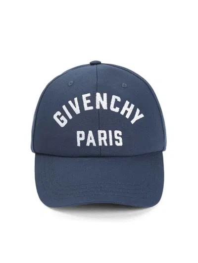 Givenchy Men Baseball Cap With Embroidered Logo In Blue