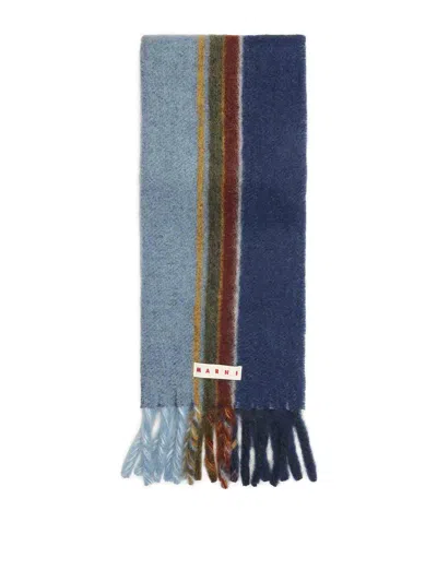Marni Textured Wool Scarf With Playful Fringes In Multi