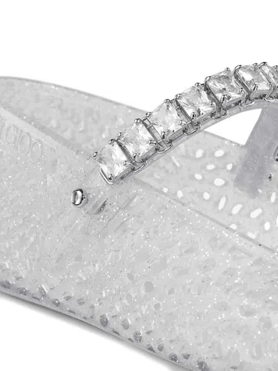 Jimmy Choo The Jelly Transparent Ballet Flats With Crystals In Silver
