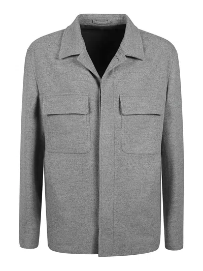 Lardini Cargo Concealed Jacket In Gray