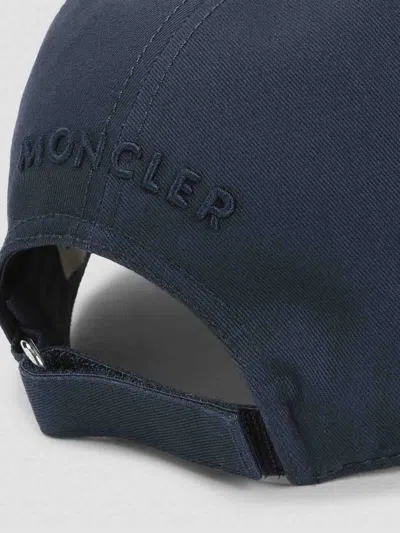 Moncler Men Cotton Gabardine Baseball Cap In Blue